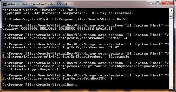 Command File For Virtualbox El Capitan